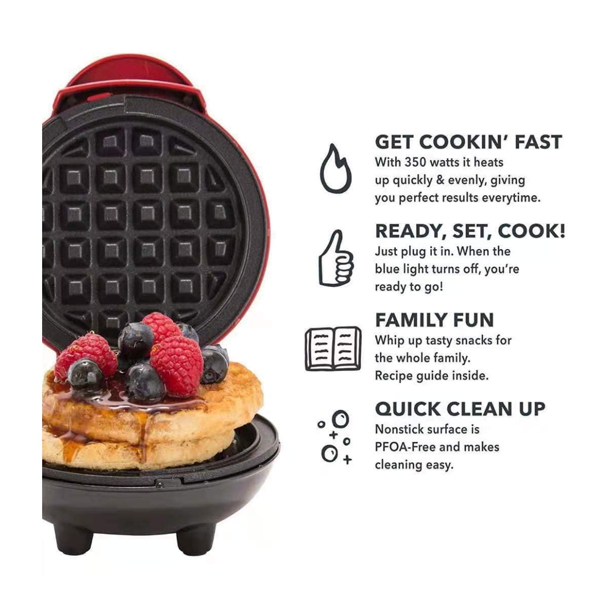 Miniatura 7 de Combo Mini Wafleras Redonda y Corazon